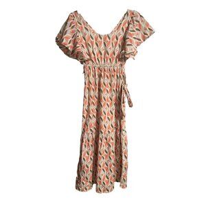 Sim & Sam Maxi Dress With Flutter Sleeves & Elastic Waistband Size XS